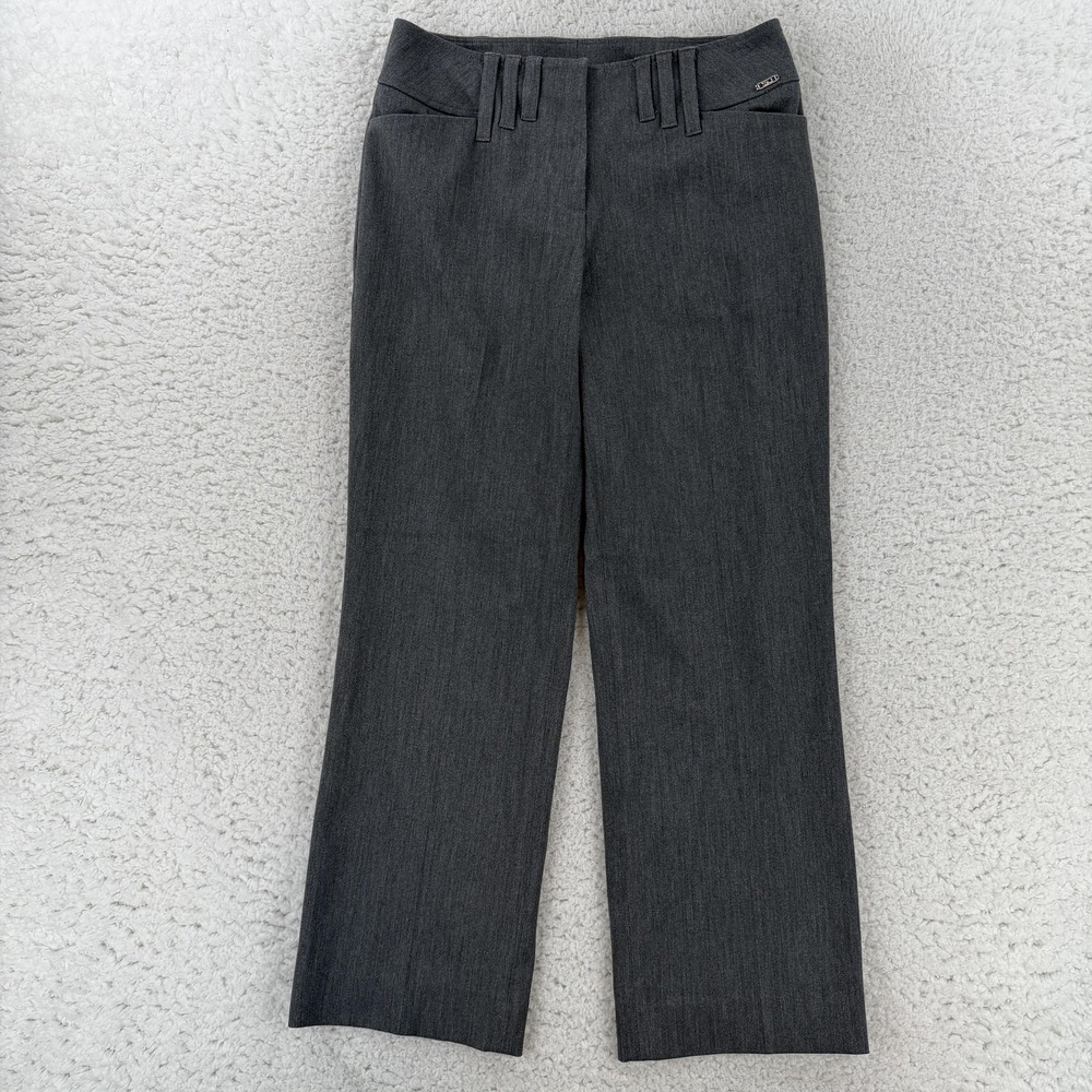 St. John Sport Womens 4 Gray Twill Straight Leg Stretch Dress Pants Workwear